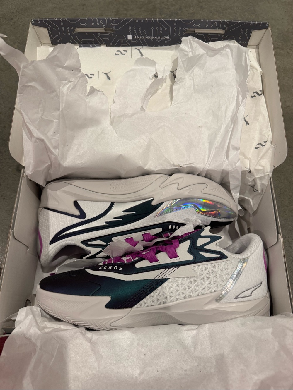 Puma Women's White Teal and Purple Athletic Sneakers